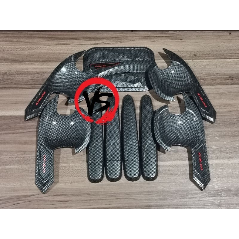 Paket Cover Handle Outer Handle dan Tank Cover Toyota Calya Carbon
