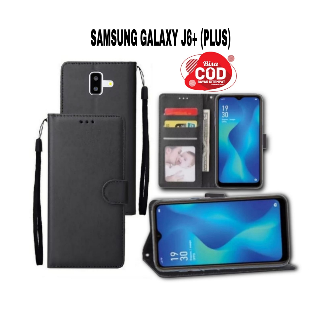 CASE FLIP CASE DOMPET KULIT FOR SAMSUNG GALAXY J6 PLUS CASING DOMPET-FLIP COVER LEATHER-SARUNG HP