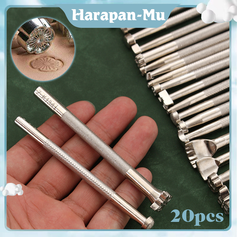 

20 Pcs Stempel Ukir Alat Cetak Profil Set Berbagai Model Bahan Kerajinan Kulit Untuk Membuat Perhiasan DIY