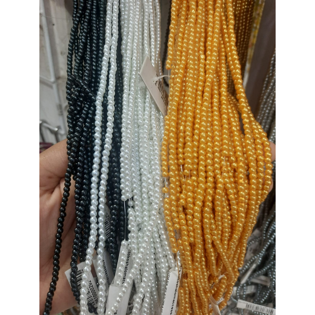 MUTIARA KILAP SINTETIS PLASTIK 2mm/BATU KERAJINAN/DIY/BAHAN TASBIH/MANIK-MANIK