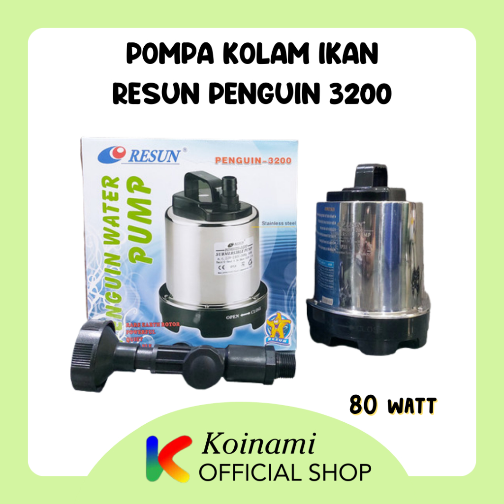 RESUN PENGUIN 3200 / pompa kolam ikan koi / sirkulasi air / filter 3200 liter 3.2 meter 80watt