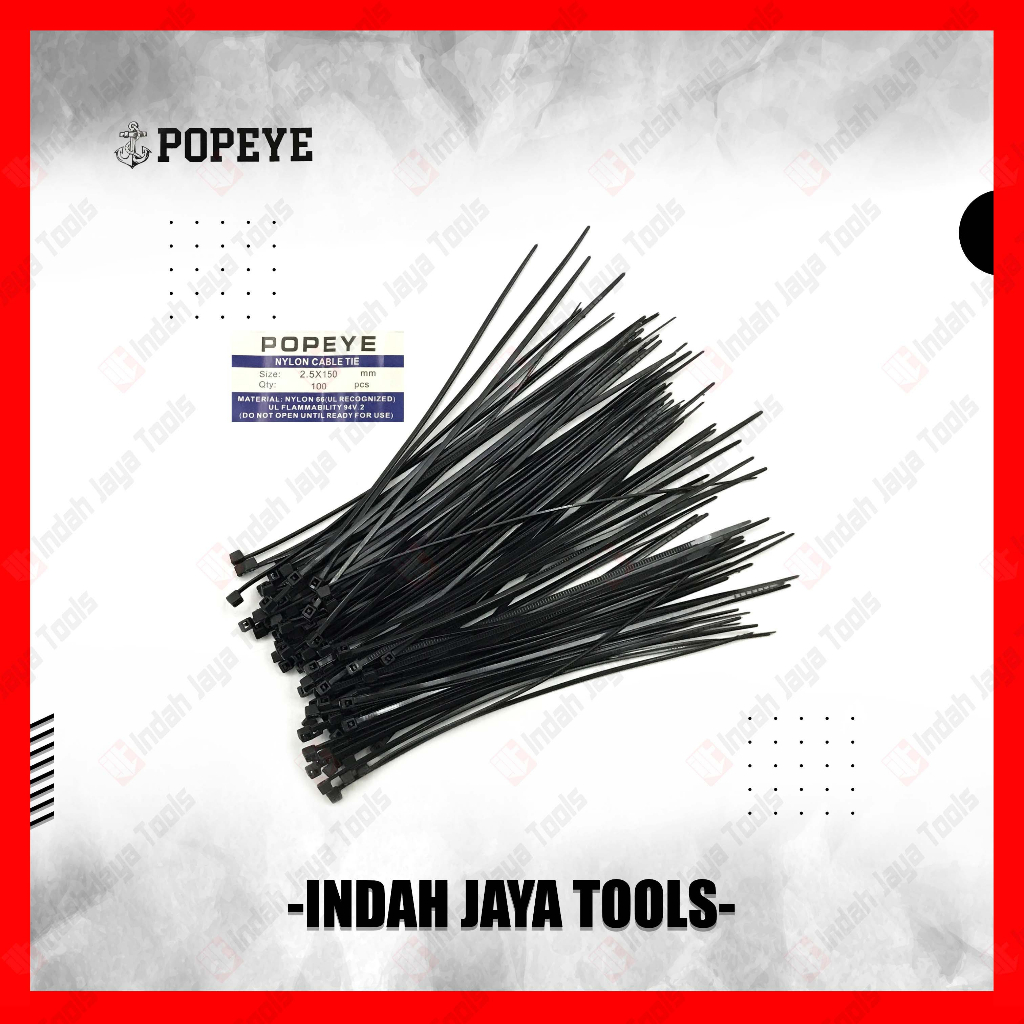 POPEYE Cable Ties 15 cm HITAM Kabel Tie Pengikat Strap 150 mm