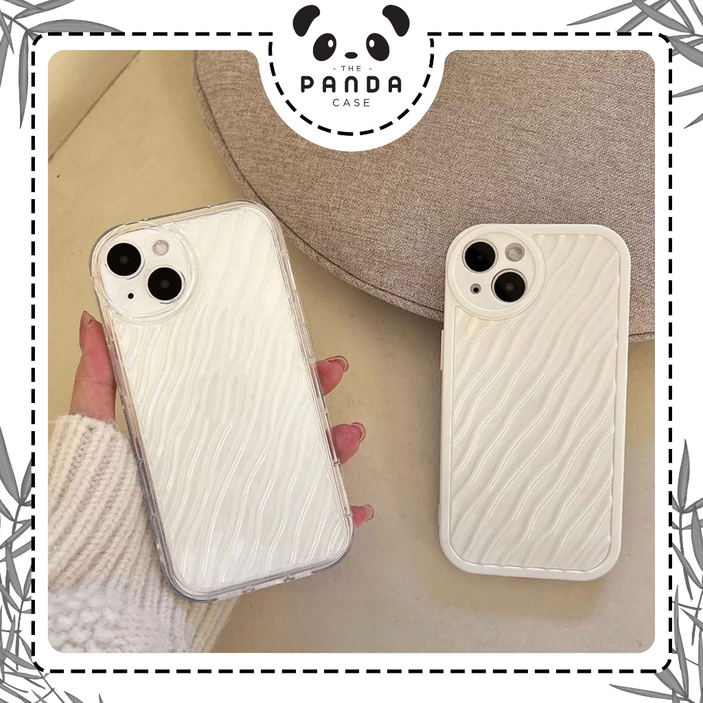 [TPC] Transparant Beige Wave Case Kompetibel For IPHONE 7 8 plus X XS MAX 11 12 13 14 PLUS MINI PRO MAX - IP082