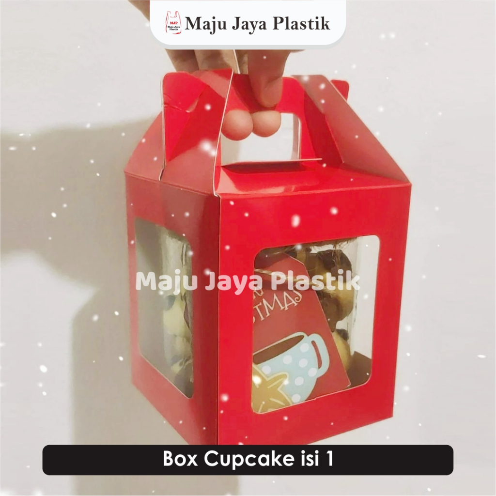 Kotak Dus Box Cupcake Box isi 1 cake Box Kue Snack Muffin Tart Pudding mini Kraft Polkadot Gold