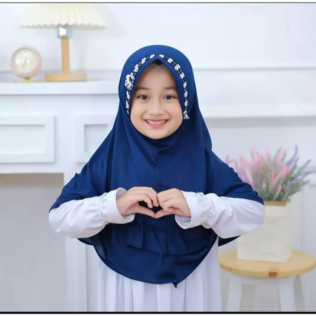 Jilbab Anak Belva 3-8 Tahun Bahan Jersey Terbaru / Alody's Collection