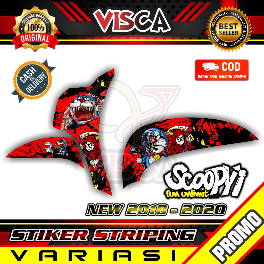 Stiker Striping Scoopy 2018 - Stiker Striping Scoopy 2019 - Stiker Striping Scoopy 2020 Variasi Dora