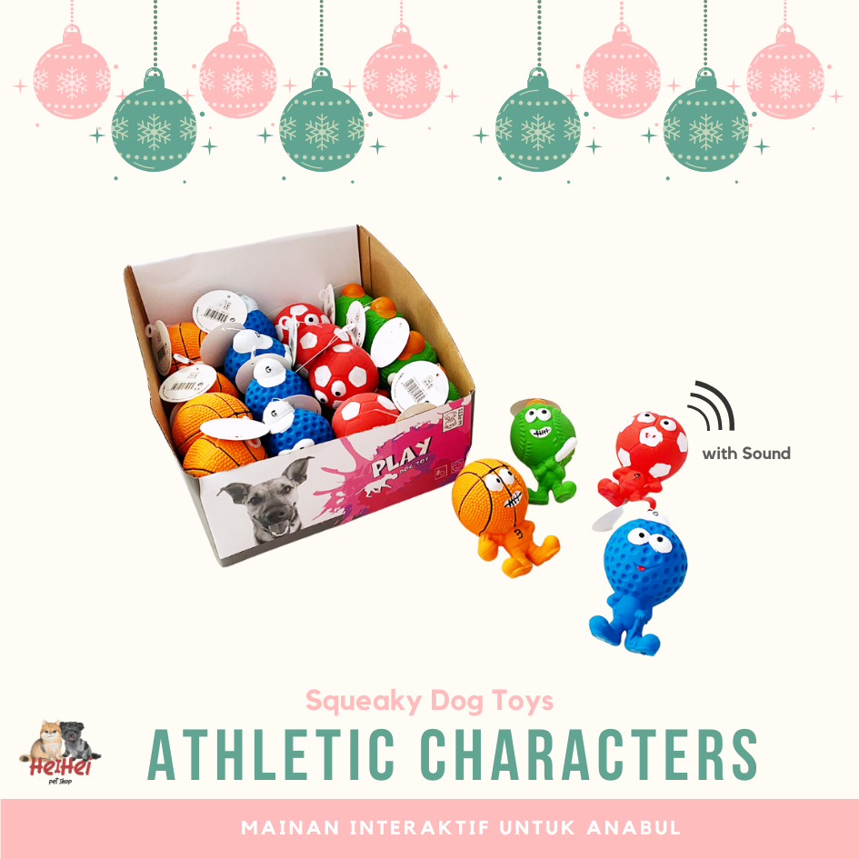 M-Pets Athletics Character /Mainan Gigit Anjing Bunyi Squeaky Dog Toys / Mainan Lempar Tangkap Puppy