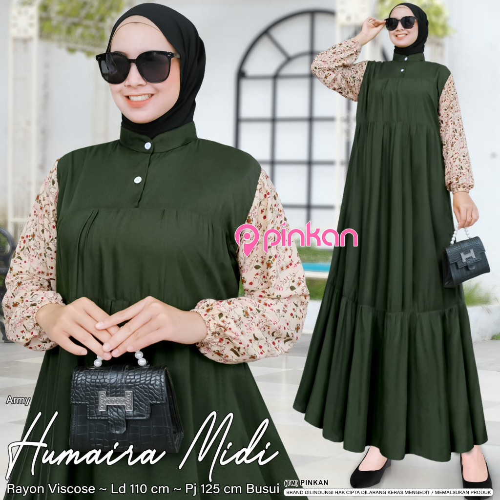 HANA MIDI gamis motif terbaru original by pinkan