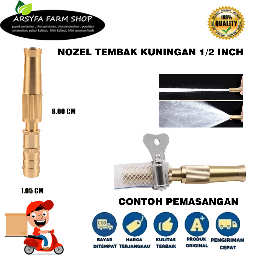 Kepala Selang Semprotan Air Kuningan Lurus