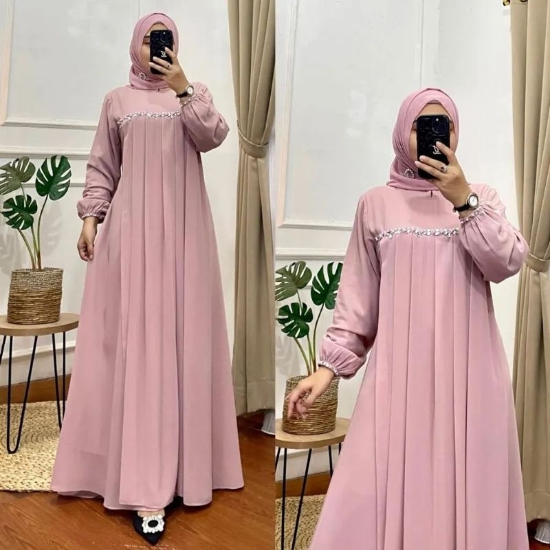 NAYLA GROWN GAMIS TERLARIS CERUTY BABYDOLL/TAMARA DRESS MUSLIM WANITA KEKINIAN/MARIYAM GAMIS PESTA KONDANGAN/FAR MOSLEMSTORE