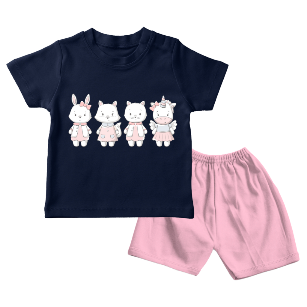 Naked&amp;Free - Kaos Setelan Bayi &amp; Anak Gambar Quartet - Bahan Katun Combed 30s Lembut &amp; Nyaman