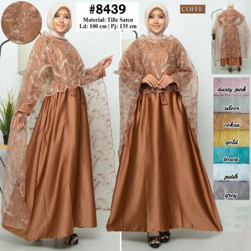 gamis cape tile brokat // maxi rania tile brukat // rania dress maxi tulle