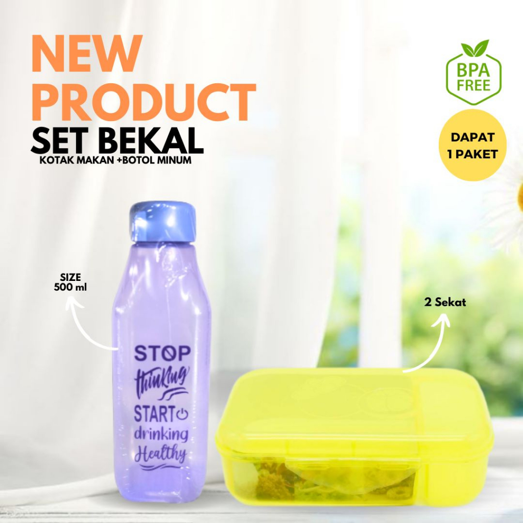 (DL) Satu Set Bekal Lemoni Manggis Dan Minum Latte 500Ml / Tempat Makan Anak Sekolah Kerja