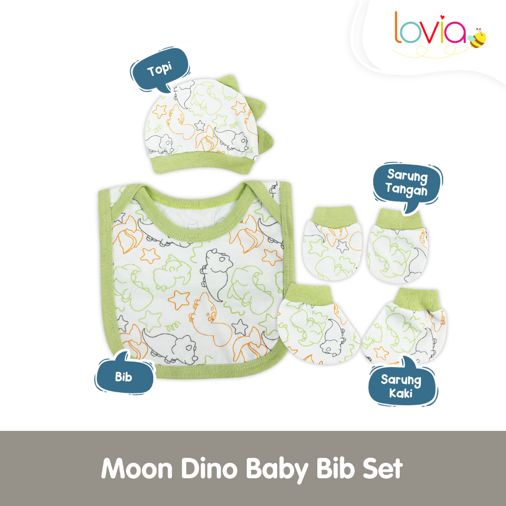 Kiddy Moon Dino Baby Bib Set / celemek bayi / 47010