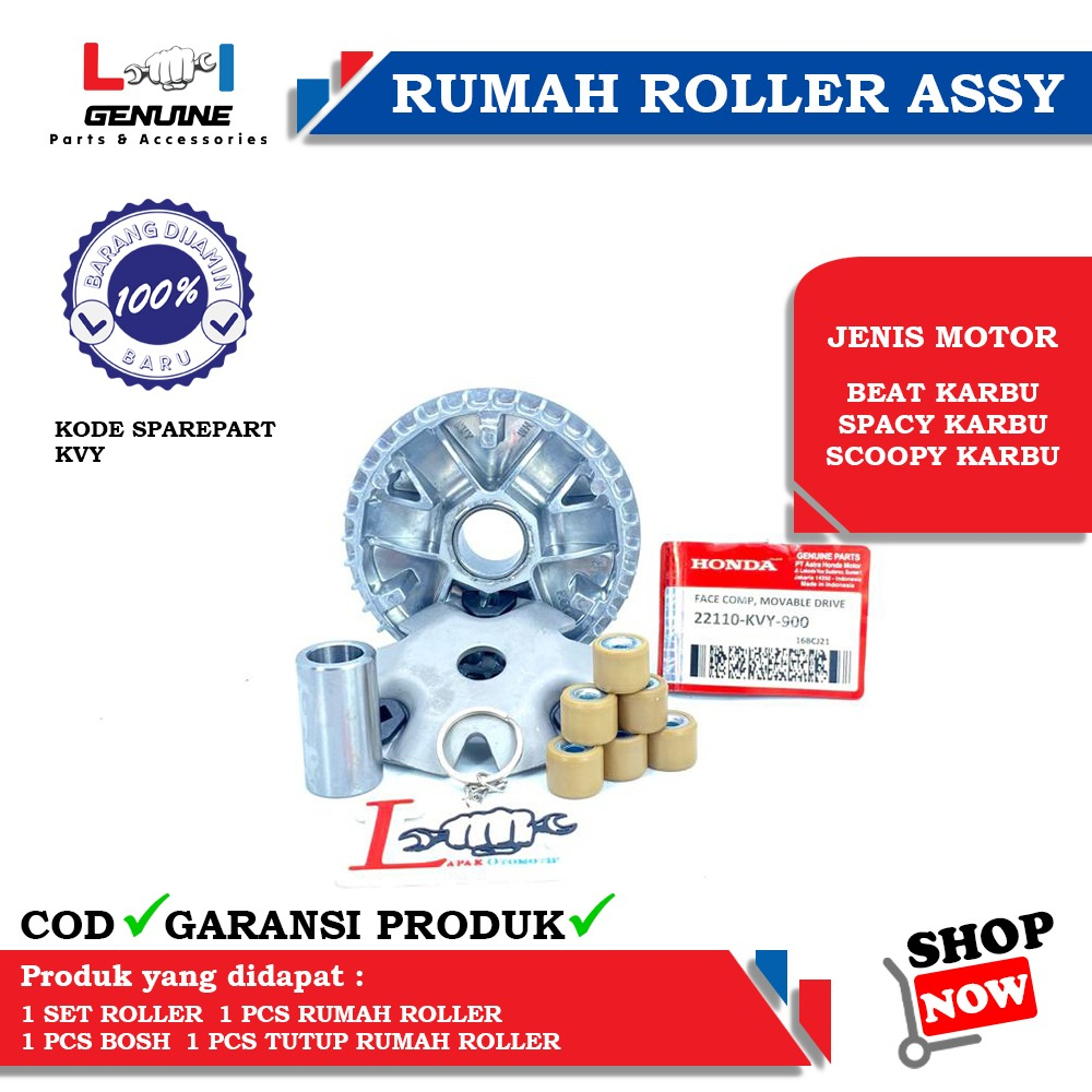 -LOI- RUMAH ROLLER ASSY SET BEAT KARBU, SCOOPY KARBU, SPACY KARBU KVY