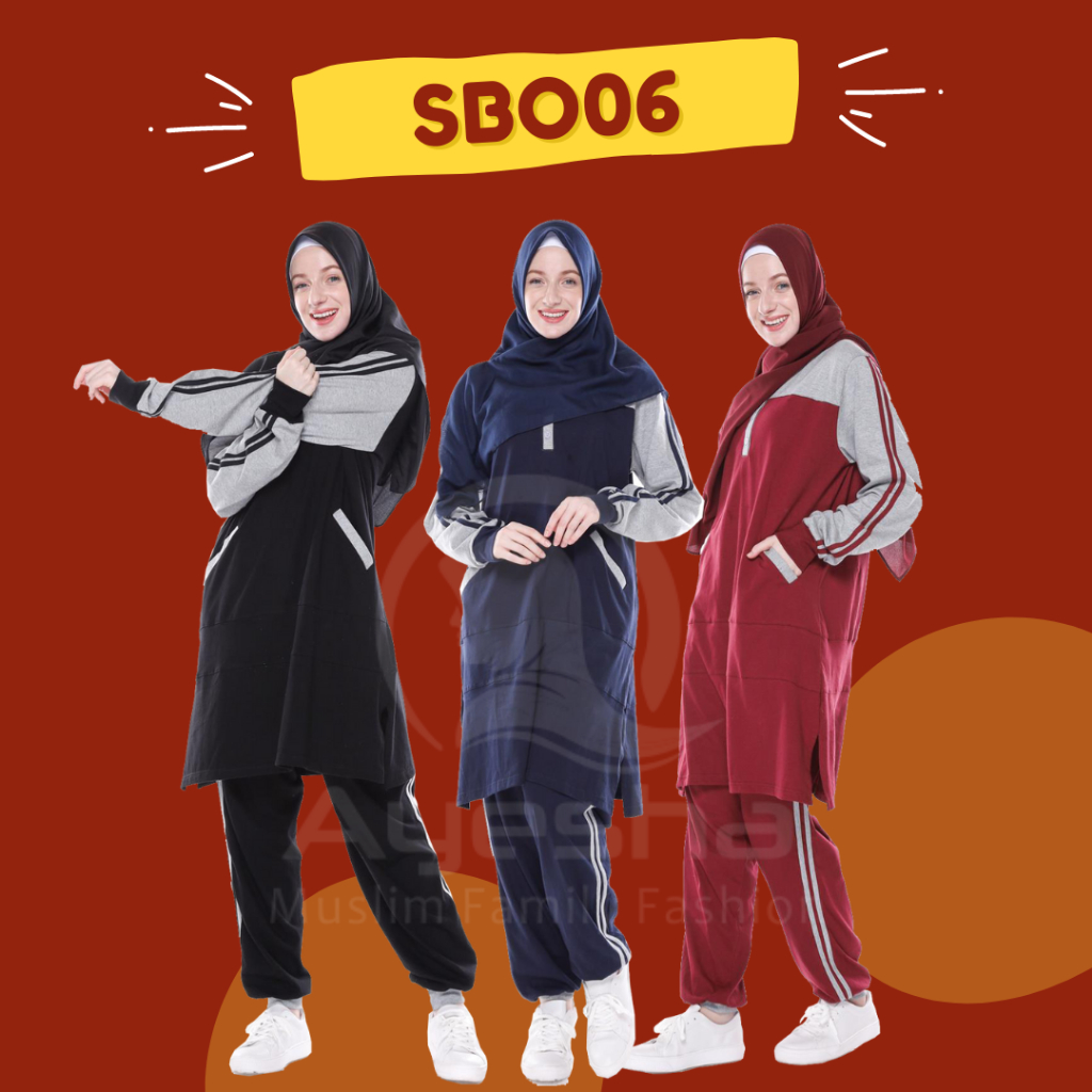 (BISA COD) Setelan Yoga Muslimah/Setelan Olahraga Ayesha/Baju Senam Aerobik Muslimah SBO06