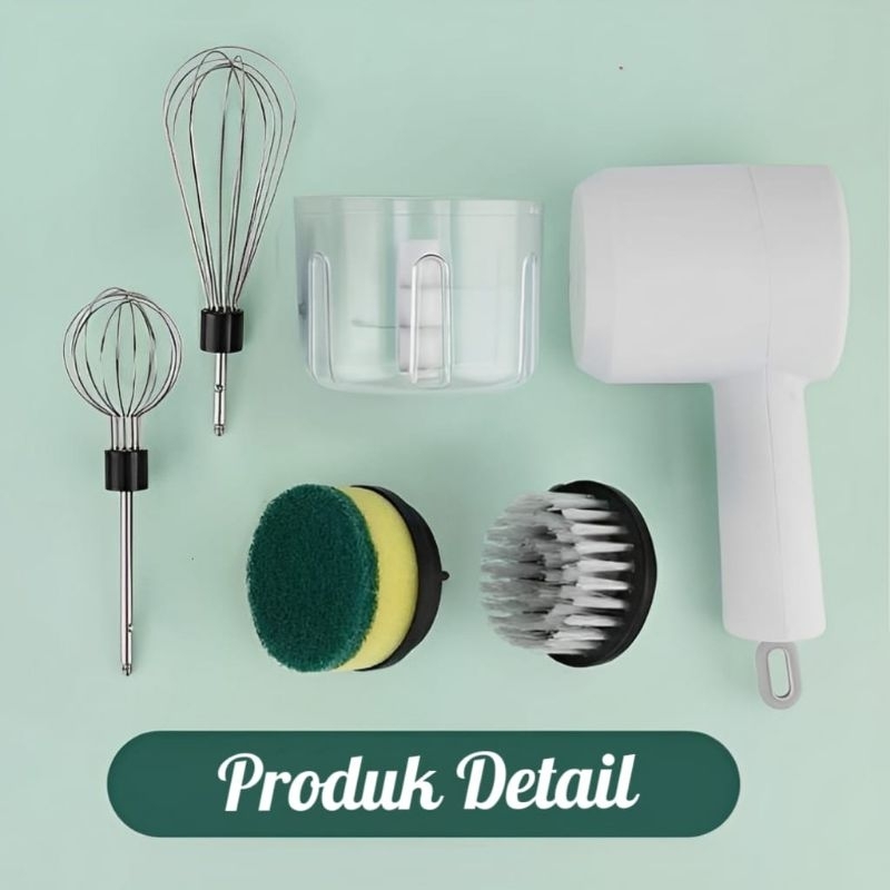 Hand Mixer Blender 3 in 1 Pengocok Telur Elektrik Meat Grinder Sikat Pembersih ⭐ Mrlion ⭐