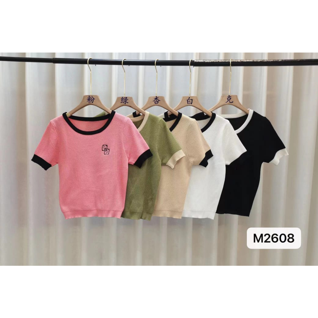 Tyas Knit T-shirt Korean Style - Atasan Wanita Rajut Import TM (M2608)