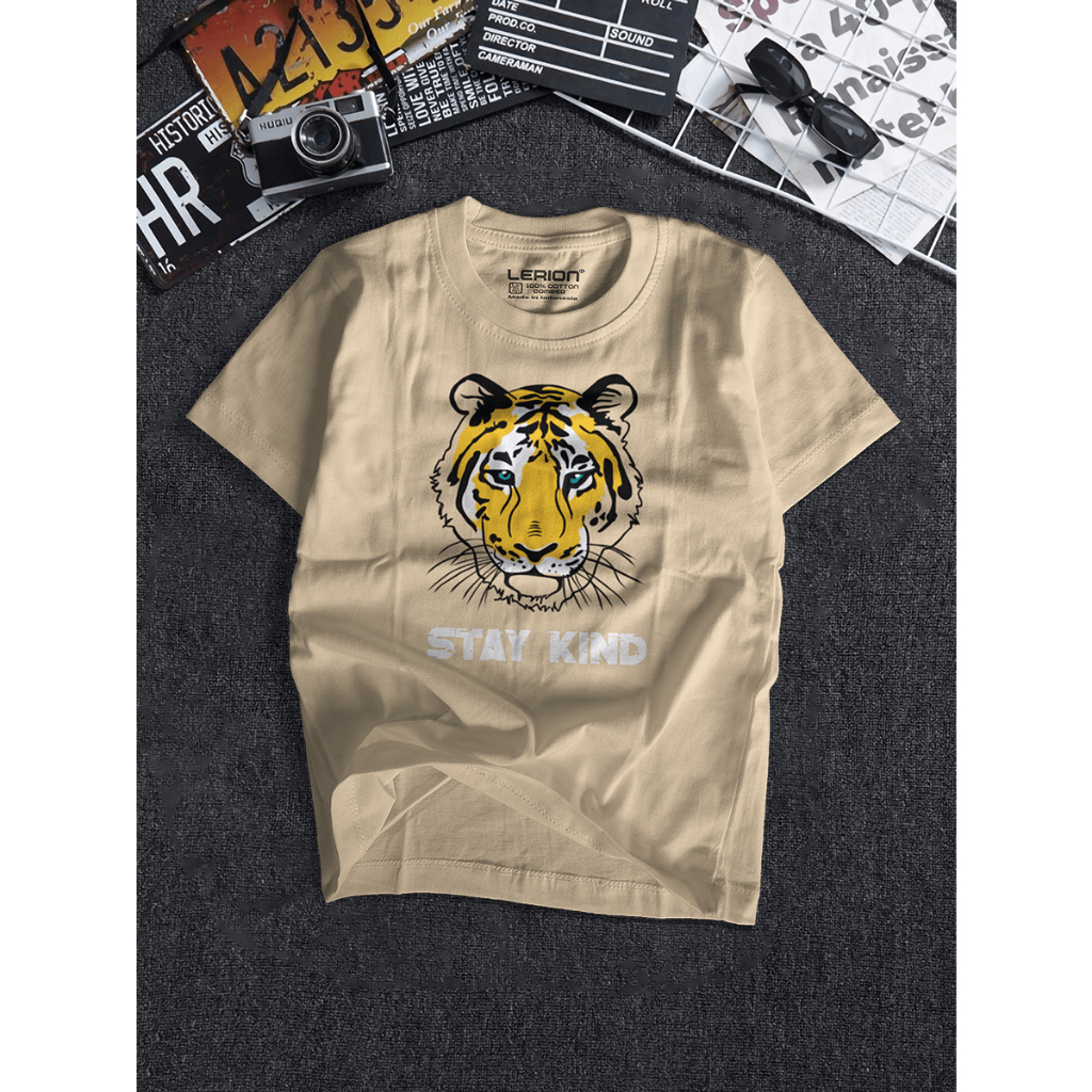 Kaos Baju Distro Anak Laki-Laki Dan Perempuan Gambar Tiger Tee Cotton 30s Lembut