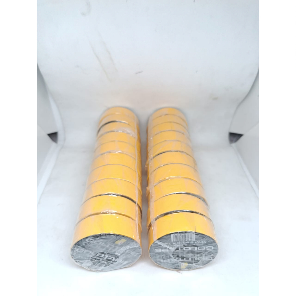 LAKBAN WARNA WARNI KECIL ISOLASI HITAM MERAH KUNING HIJAU BIRU PUTIH MEREK GOLDTAPE 1 ROLL ISI 10 PCS