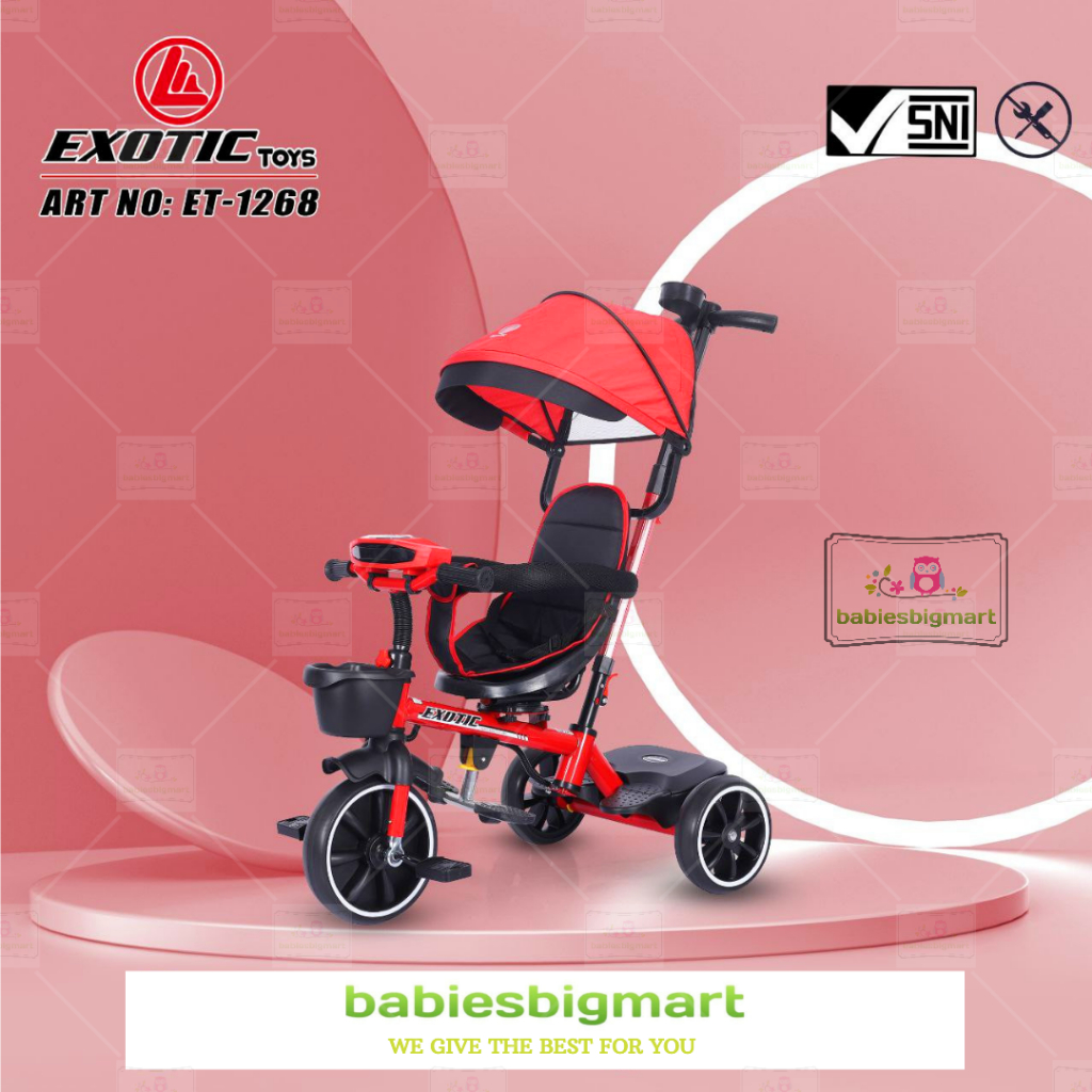 SEPEDA ANAK RODA 3 TIGA TRICYCLE EXOTIC ET 1268 MUSIC LAMPU KURSI PUTAR