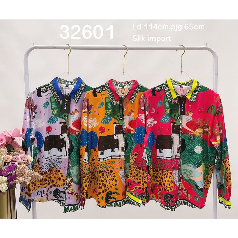 KEMEJA ZAR*A MOTIF RUMAH // ATASAN IMPORT PREMIUM // TOP IMPORT PREMIUM // FASHION IMPORT PREMIUM BKK