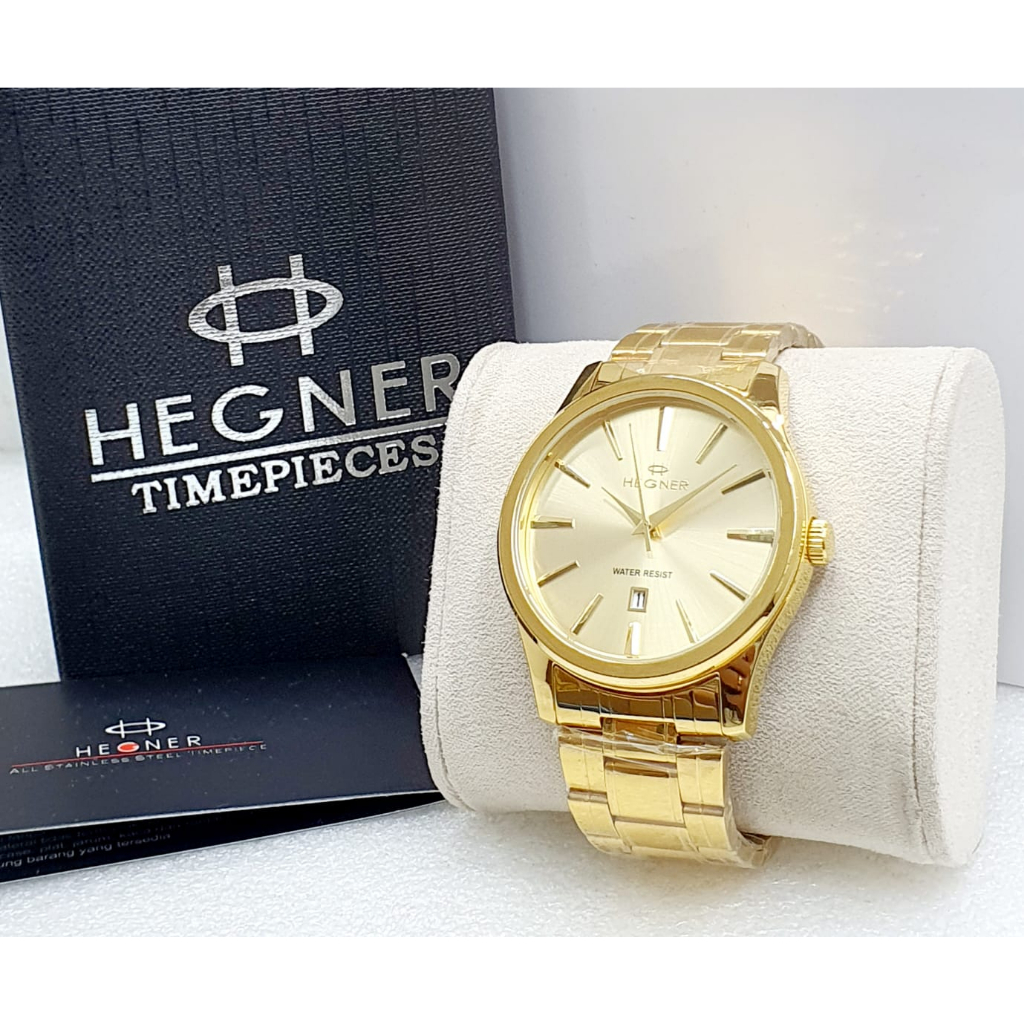 JAM TANGAN PRIA HEGNER 1603 GOLD KUALITAS ORIGINAL GARANSI