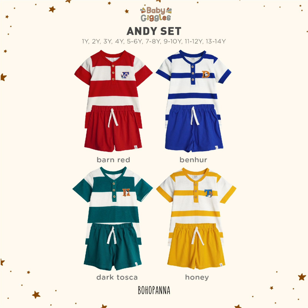 BOHOPANNA ANDY SET SETELAN ANAK UNISEX 1 TAHUN - 14 TAHUN