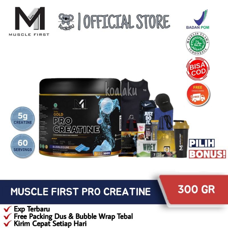 Muscle First Pro Gold Creatine 360gr 60 serving Pouch 420g Unflavored 125g Creatin Monohydrate Kreatin Suplemen Gym Fitness