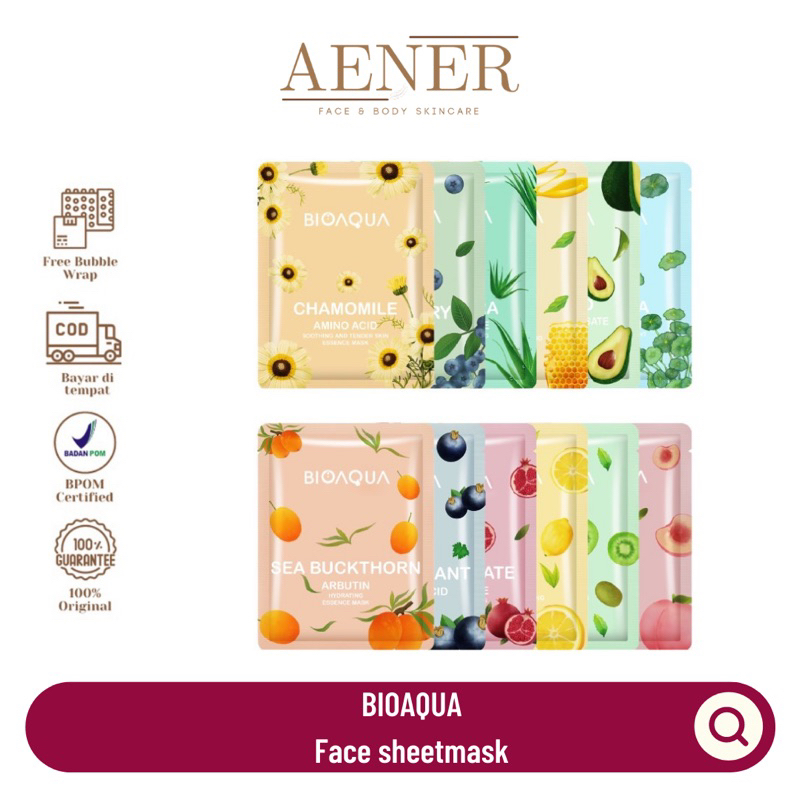 BIOAQUA SHEETMASK FRUITS AND VEGETABLES | BIOAQUA SHEETMASK EKSTRAK SAYUR DAN BUAH | BIOAQUA MASKER 