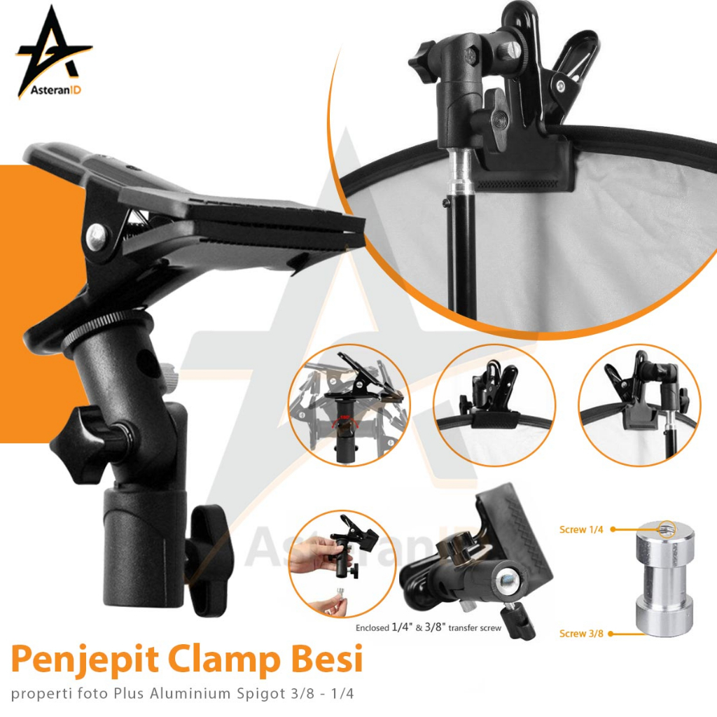 Penjepit Clamp Besi properti foto Plus Aluminium Spigot 3/8 1/4