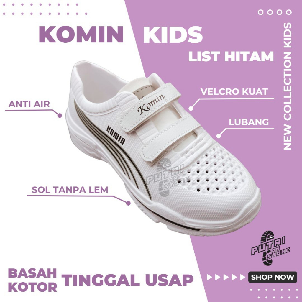 Sepatu karet Anti Air unisex putih Merk Komin Gosome Ringan