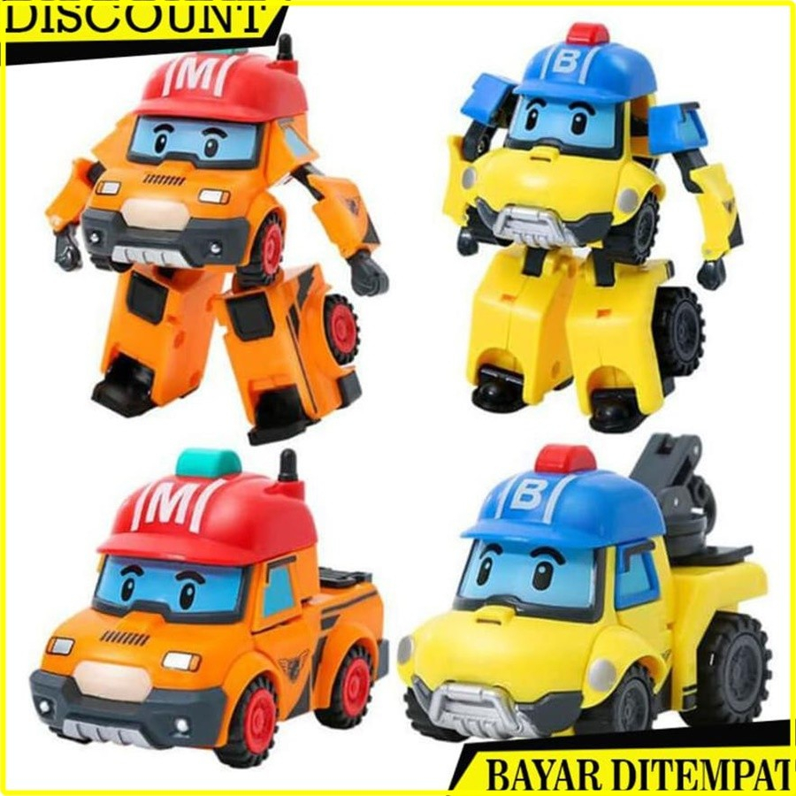 Mainan Robocar poli mark & bucky bisa berubah bentuk figure robot transform hobi koleksi anak