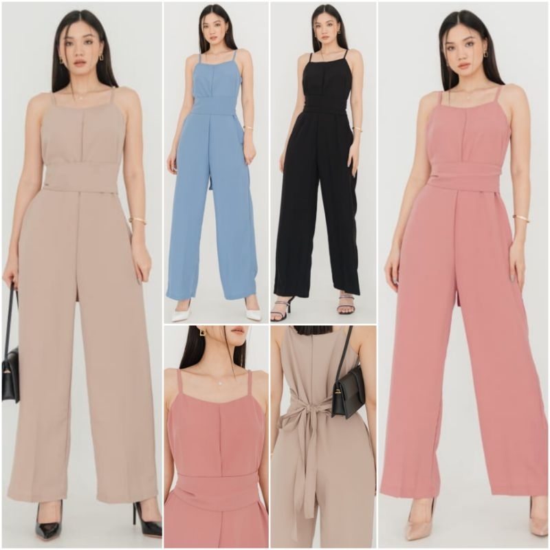 ❣️ SPECIAL PRICE ♡ PREMIUM ♡ ORIGINAL ! CLAIRE PLAIN TANK TIED CULLOTE LONG JUMPSUIT