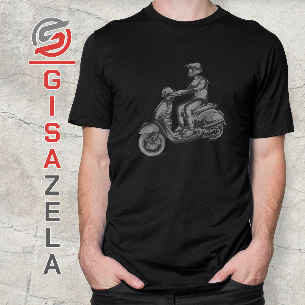 GISAZELA Kaos Distro Pria Tebal Combed 24s Original Premium Adventure Motor Vespa 2