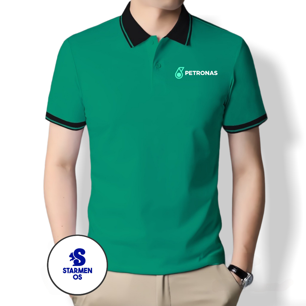 Kaos Wangki Polo Atasan Tshirt Pria Kerah Wangki Big List Logo PETRONAS 1