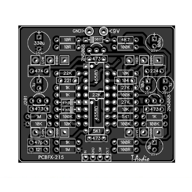 T-Audio PCBFX-215 Based on Digitech Bad Monkey Overdrive Guitar Effect Stompbox PCB DIY