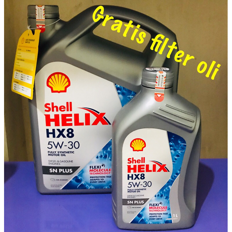 oli mesin shell helix HX8 5W 30 / 5Liter (gratis filter oli)