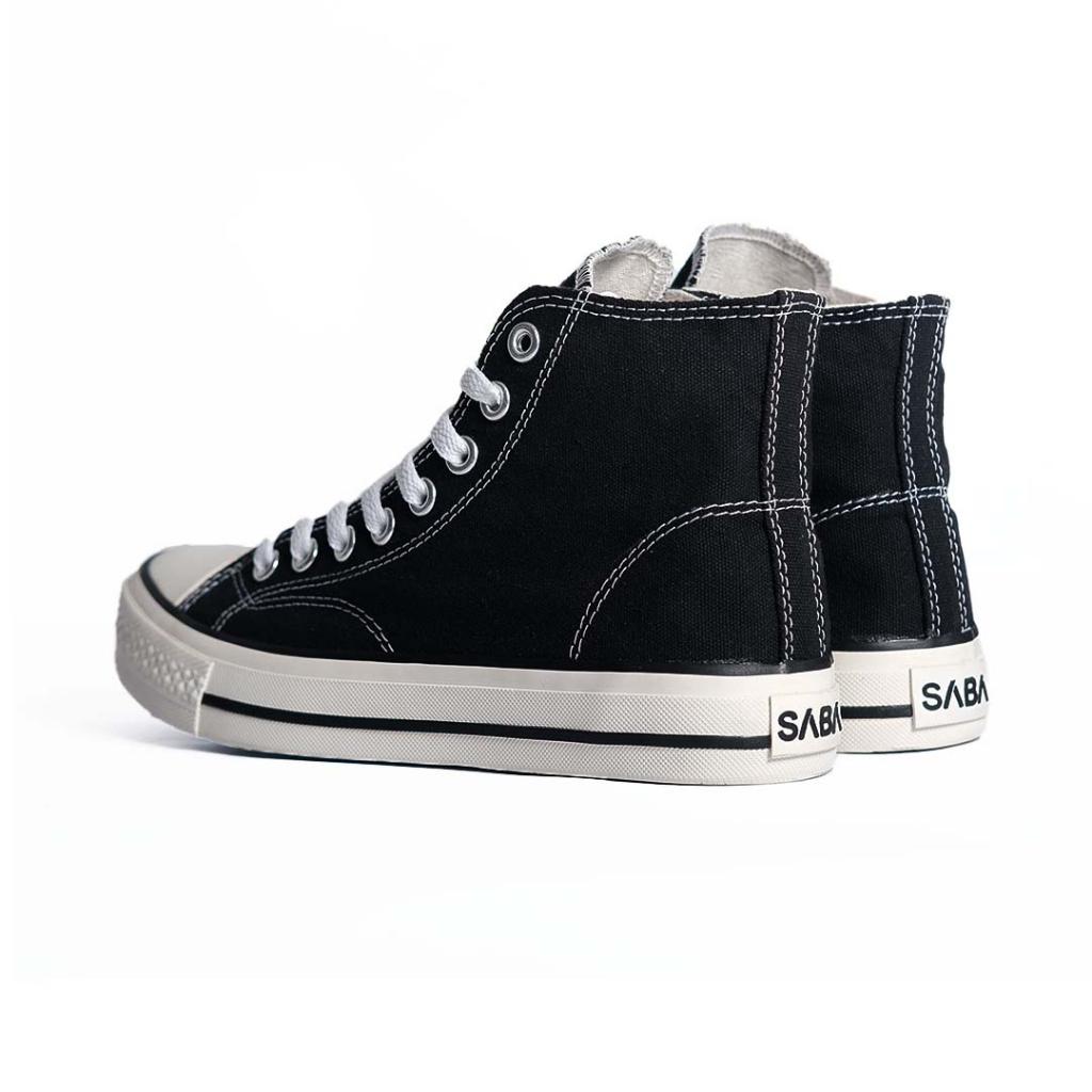 SABA Classic High Black White - Sepatu Sneakers Casual Pria Wanita