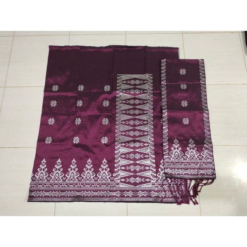 Songket Silungkang warna manggis silver