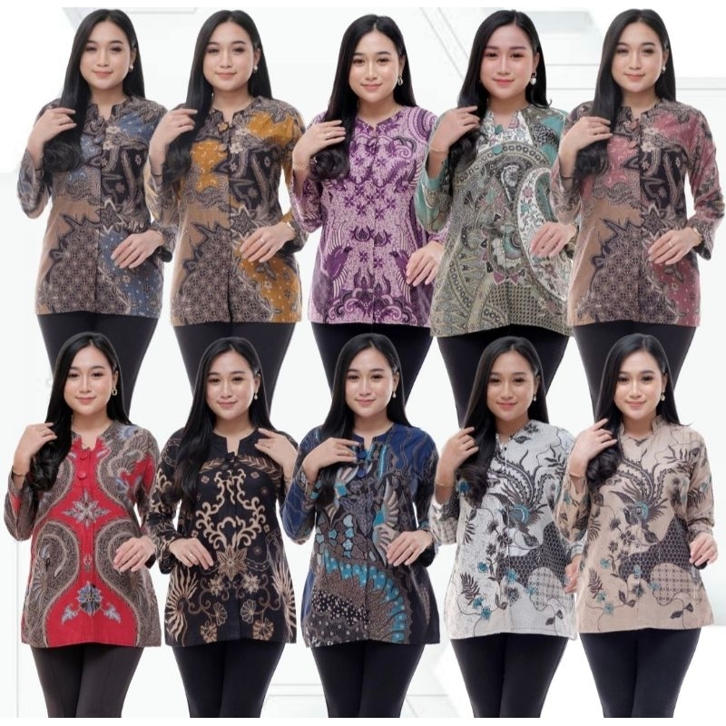 Bluse Atasan Batik Wanita Baju Batik wanita Kantoran Modern motif baru