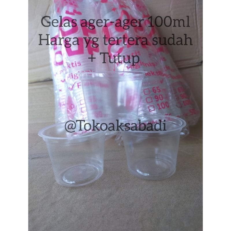 CUP AGER AGER 100 ML ISI 50 PCS SUDAH + TUTUP/PUTIH BENING/CUP PUDING/CUP SAMBEL/CUP JELLY TERMURAH