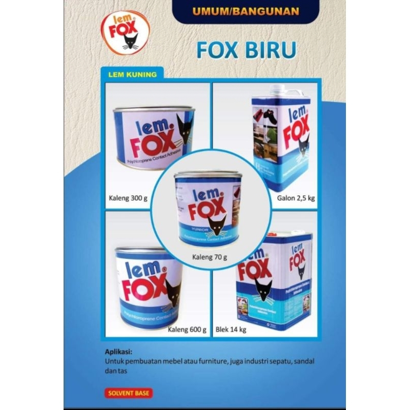 

Lem Fox / Lem FOX Yunior Biru Kaleng 70g / Lem Serba Guna / 1 PCS