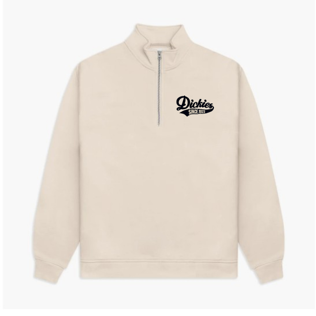 Outwear Half-Zip Dickies Basic Unisex / Halfzip Sweater Beige Pria Terbaru / Jaket Distro