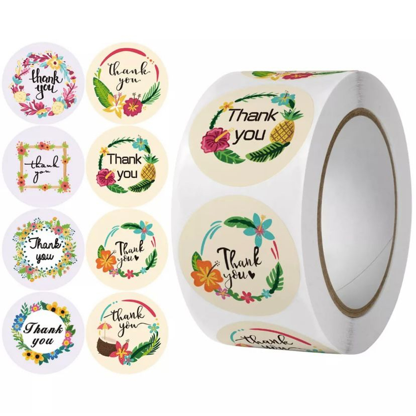 

GROSIR Stiker Roll isi -+500pcs 1roll Sticker thank you thankyou