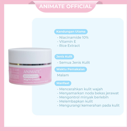ANIMATE Instant Whitening Series | Serum Day / Night Cream / Paket Wajah FREE Pouch