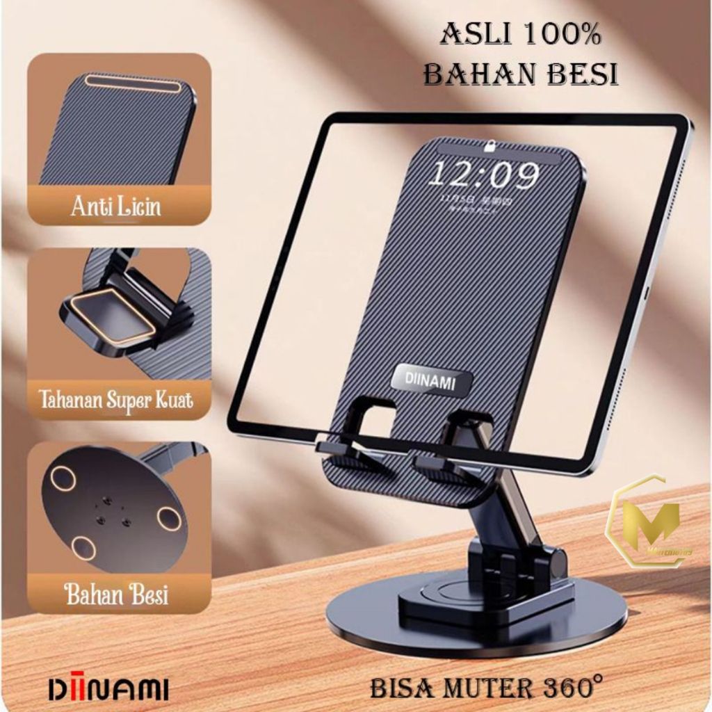 DIINAMI HM-1 Holder HP BESI phone Holder stand hp Tab &amp; iPad universal   Holder lipat besi di meja dudukan hp  bisa puter 360 derajat MA4404