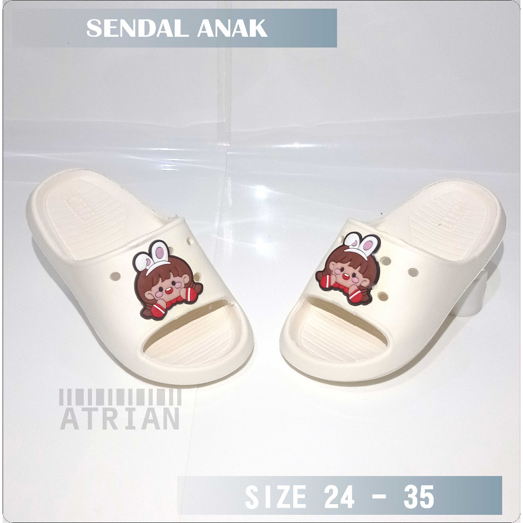 SENDAL ANAK SELOP PEREMPUAN BERMOTIF / SENDAL ANAK PEREMPUAN MOTIF BARU