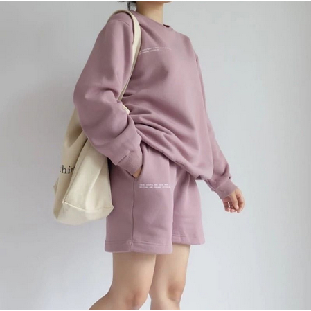 MORRA One Set Wanita Setelan Premium Sweater Celana Pendek