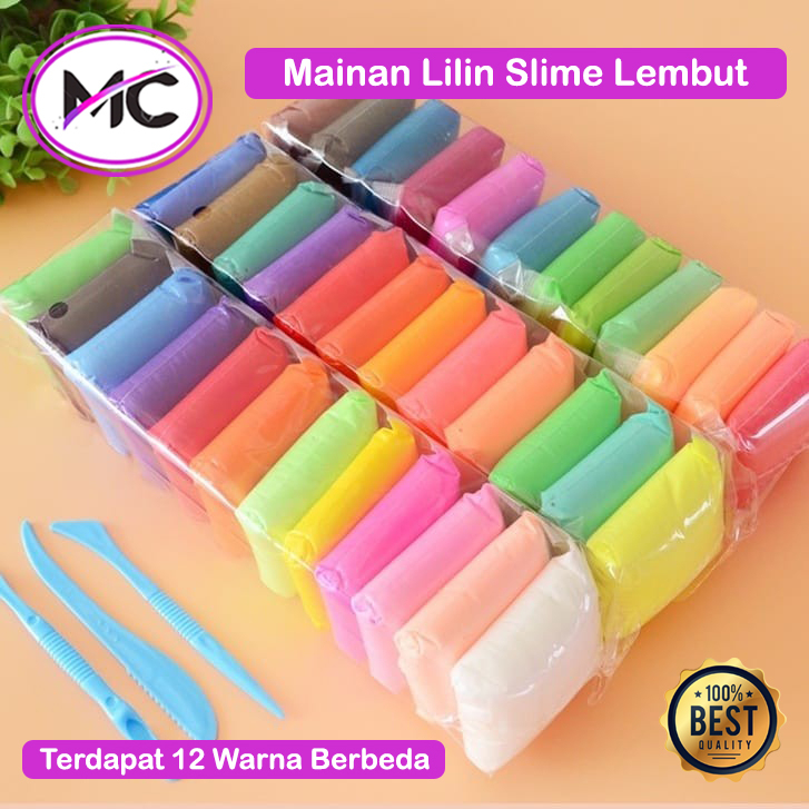 Lilin Slime Clay Edukasi Mainan Anak Plastisin Lembut Polymer Warna